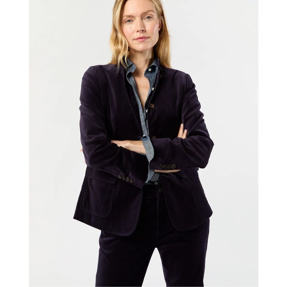 NWT‎ Ann Mashburn Marguerite Jacket in Eggplant Stretch Velveteen Size 2